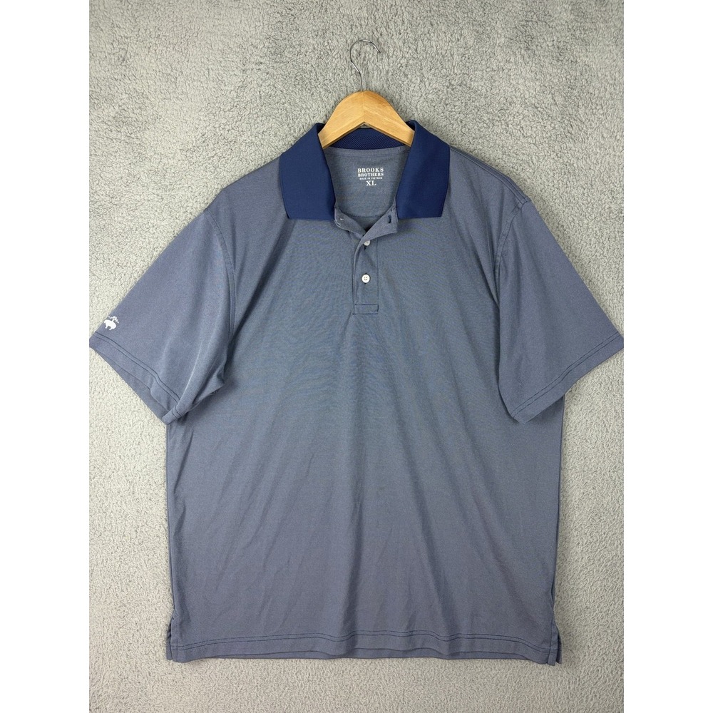 Brooks Brothers Polo Shirt Mens XL Blue Solid Polyester Knit 5399-104NW010 - Picture 1 of 7